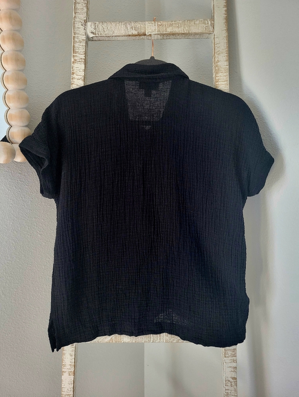 J. Jill 100% Cotton Black Double Gauze Petite XS Button Up - Picture 5 of 6